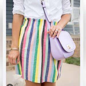 J. Crew NWT Rainbow Stripe Linen Mini Skirt
